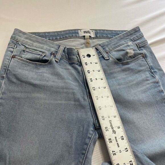 Paige Verdugo Crop Destroyed Distressed Denim Jeans Size 31 - Picture 3 of 12